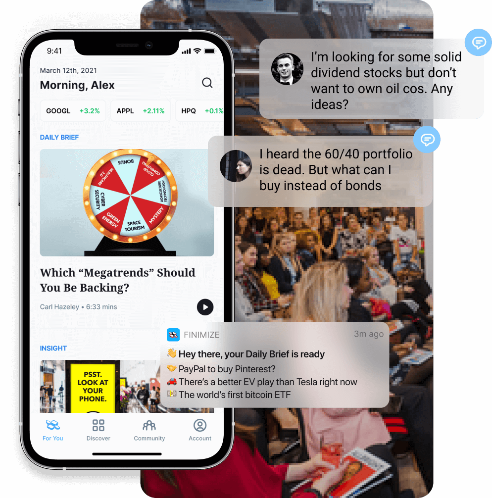 Finimize app with community messages